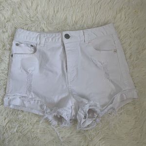 White High waisted jean shorts